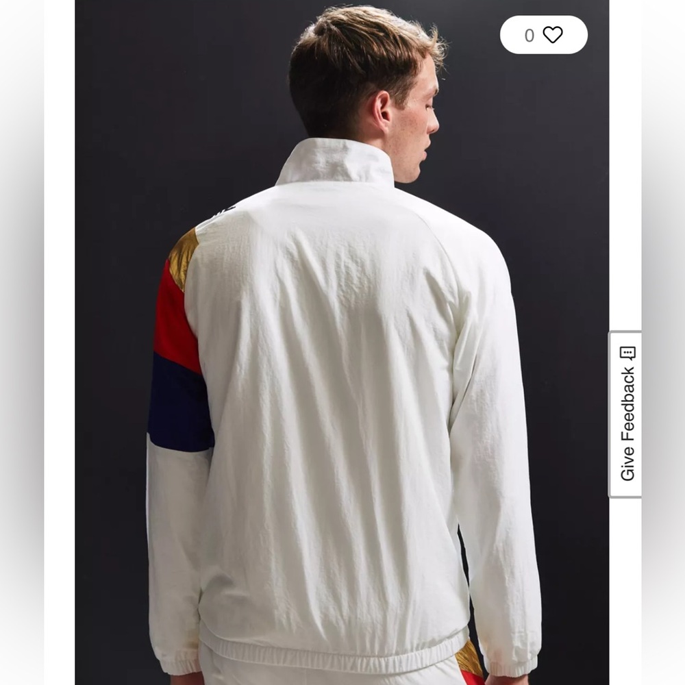 Adidas White Track Jacket Gold, Red, and Blue Design Urban Outfitters Medium - Picture 4 of 10